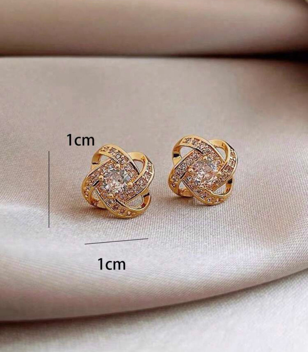 Beautiful Dainty Gold or Silver and Crystal Twist Stud Earrings