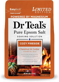 Dr Teal’s Pure Epsom Salt Soak – Cozy Fireside with Chestnut & Cedar Essential Oils (3 lbs)