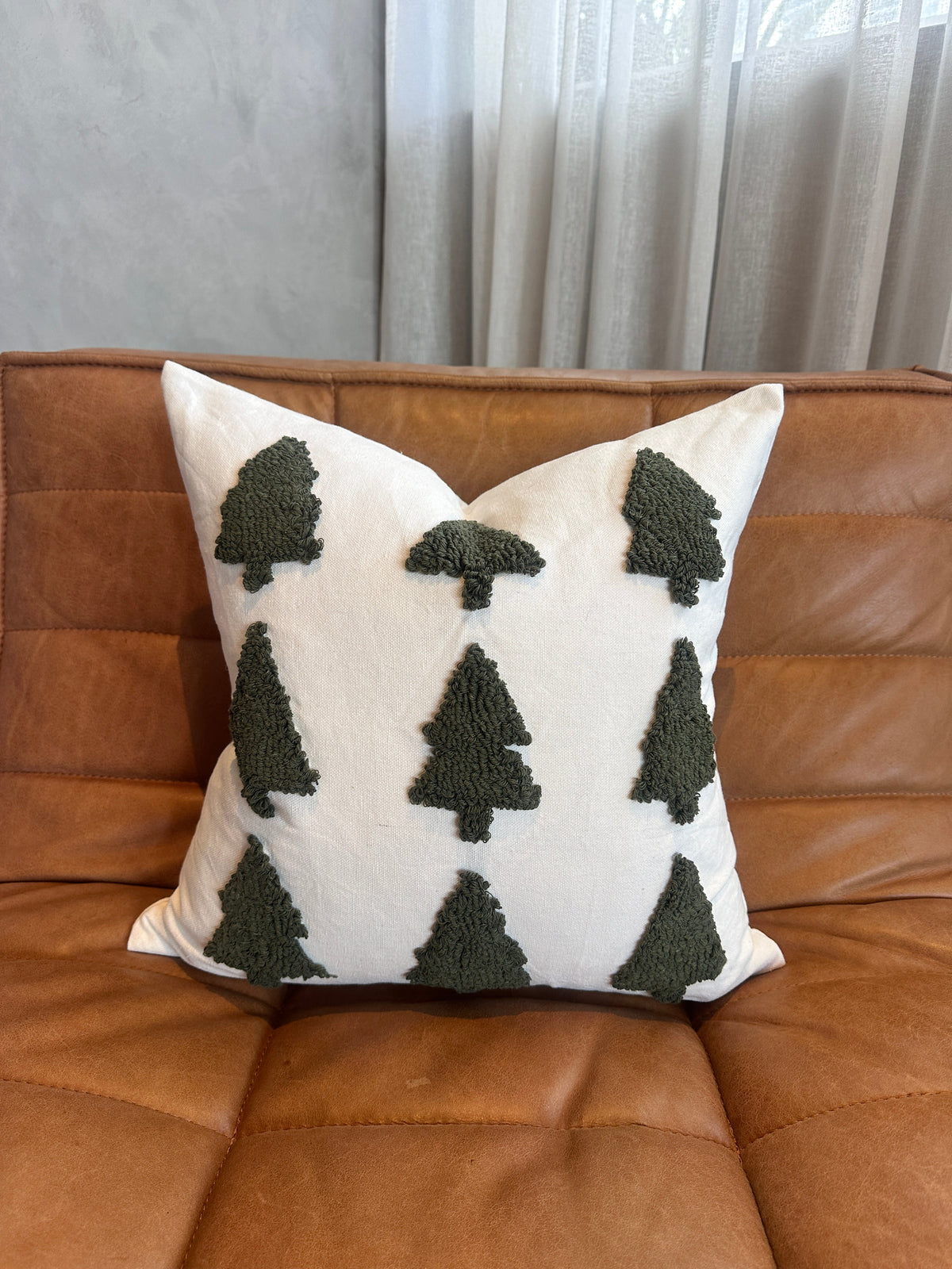 Tufted Christmas Tree Pillow Cover
