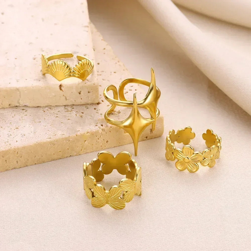 Stainless Steel Flower Rings
