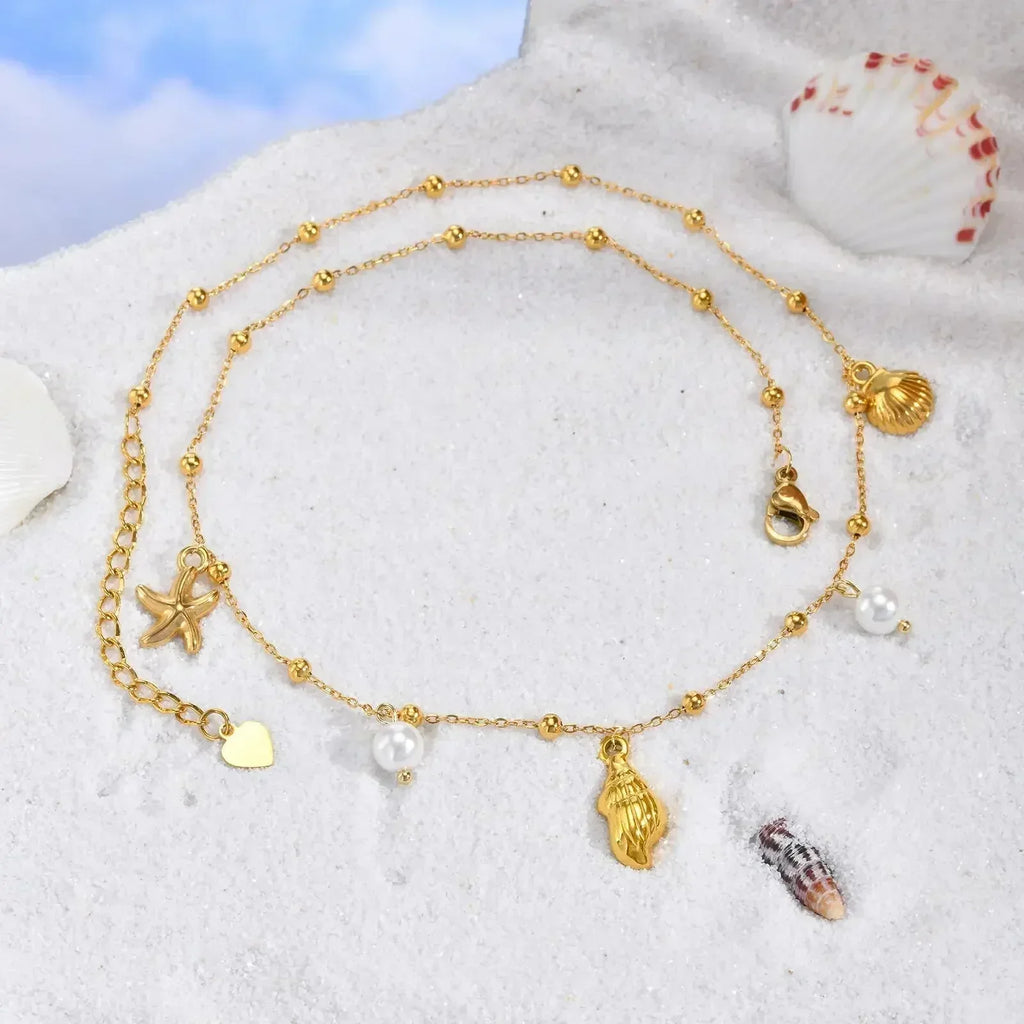 Pearl Shell Conch Starfish Summer Beach Necklace