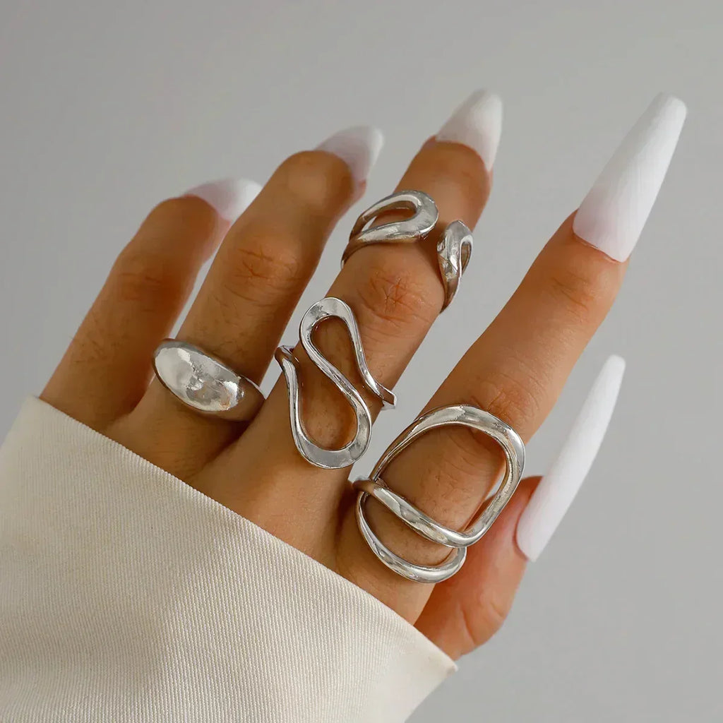 Geometric Design Ring Set