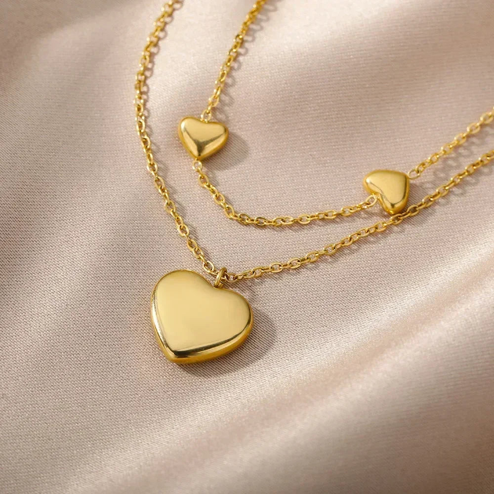 Stainless Steel Multilayer Heart Necklace