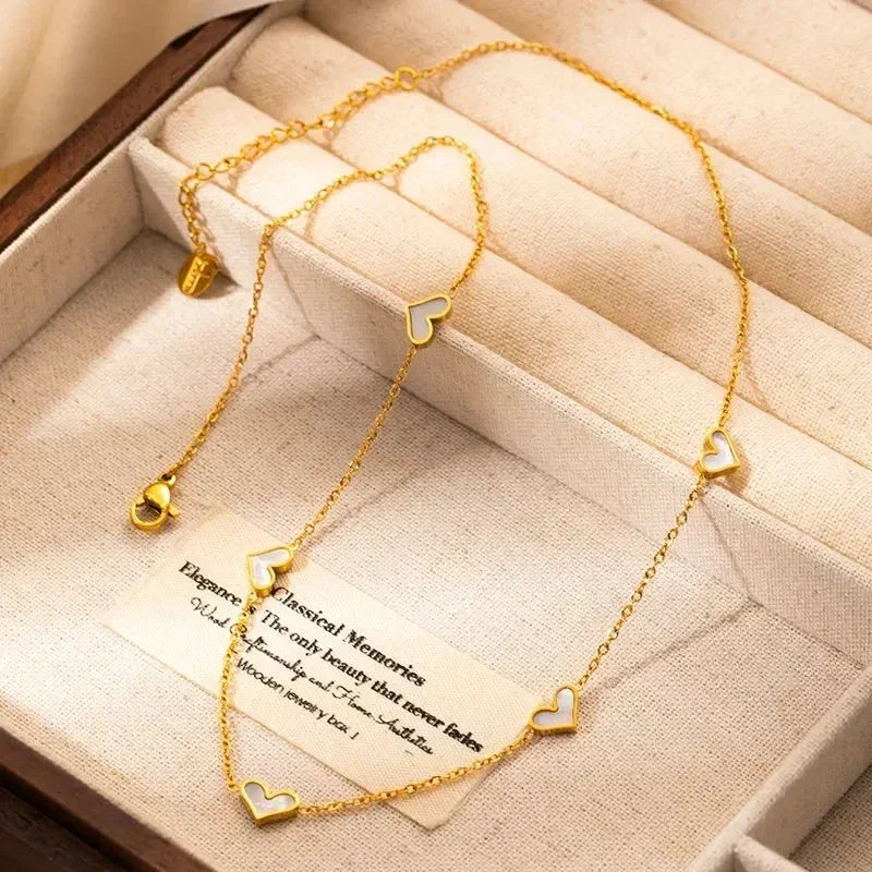 Heart Shell Necklace Bracelet Earrings