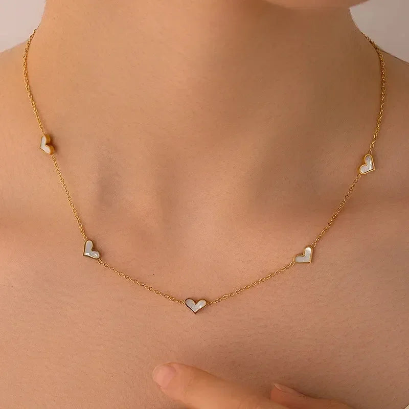 Heart Shell Necklace Bracelet Earrings
