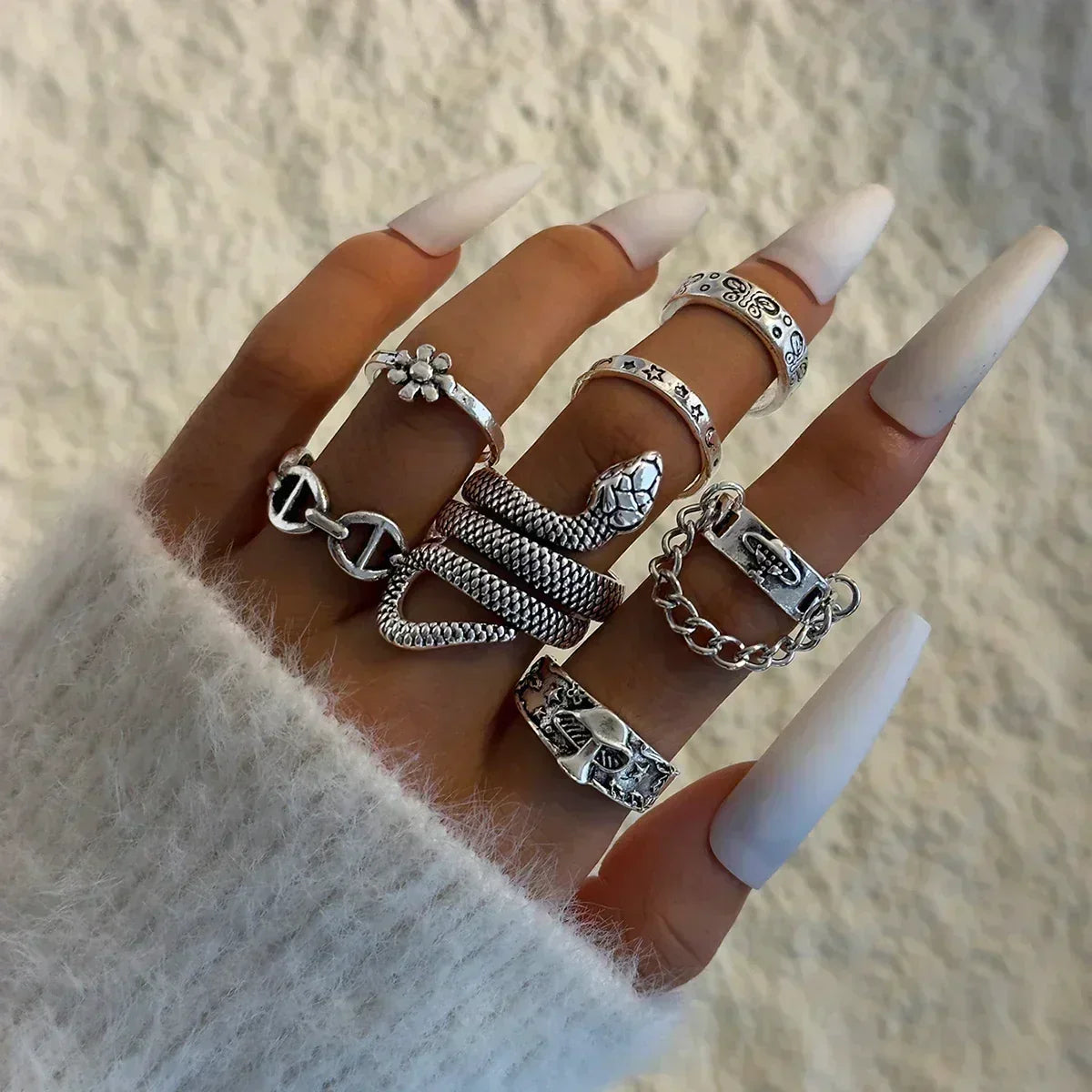Geometric Design Ring Set
