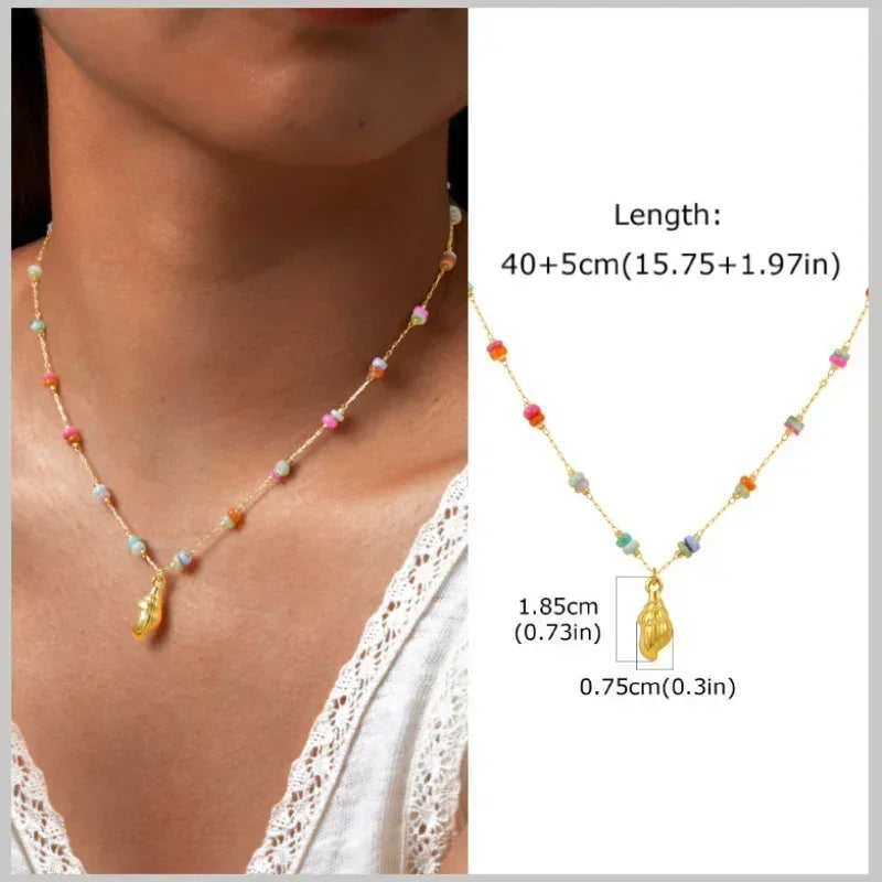 Pearl Shell Conch Starfish Summer Beach Necklace