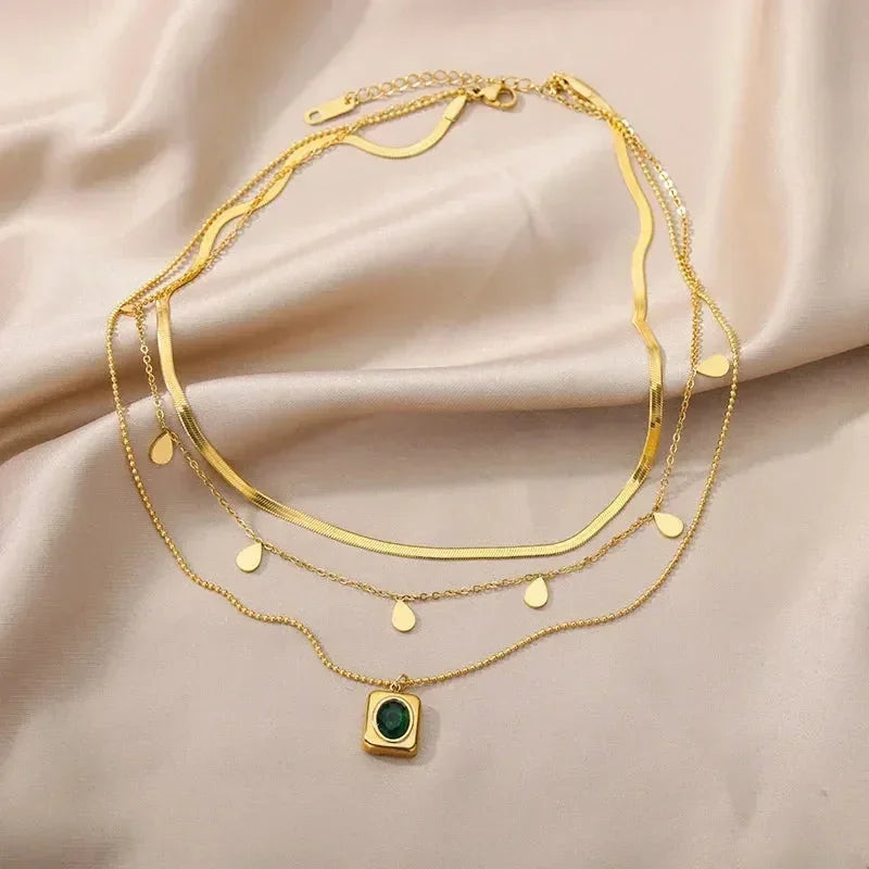 Stainless Steel Multilayer Heart Necklace