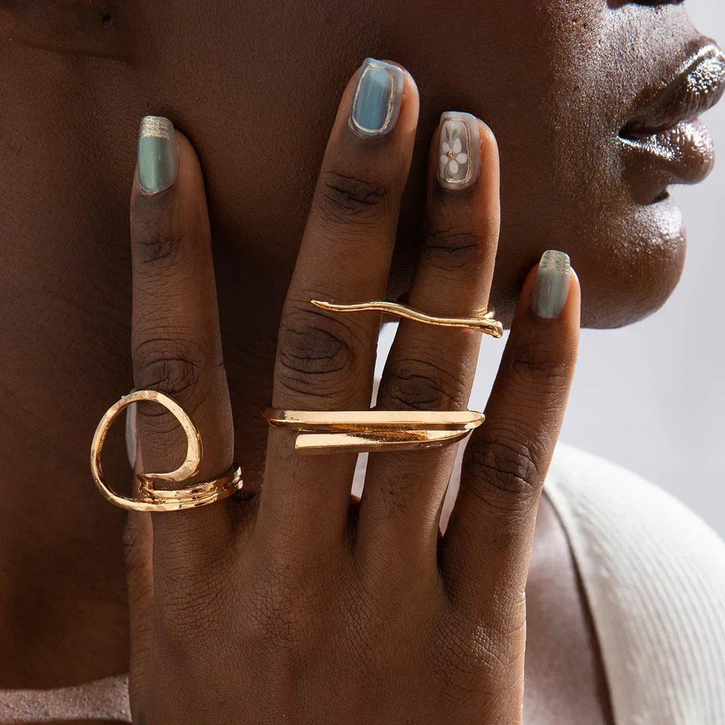 Geometric Design Ring Set