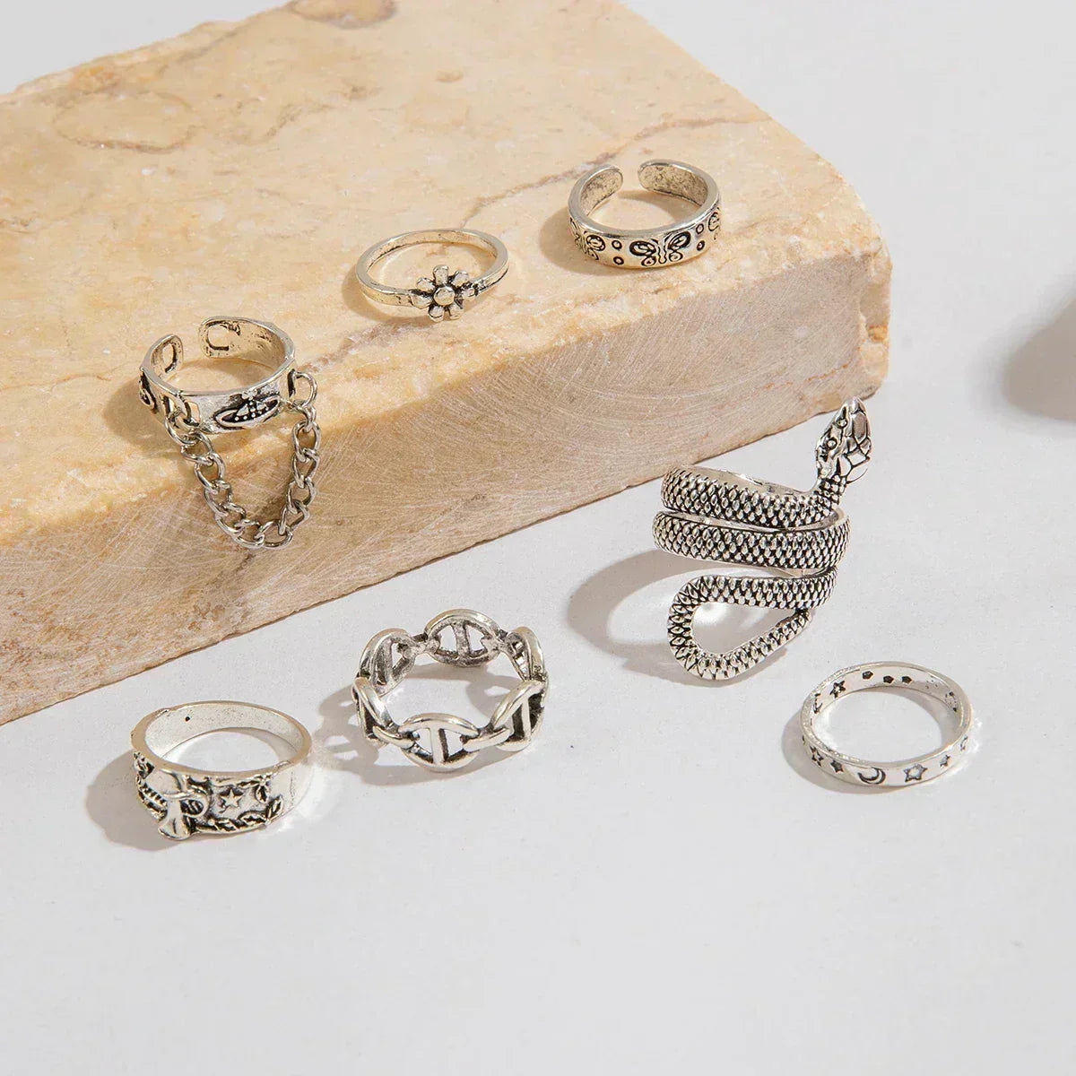 Geometric Design Ring Set