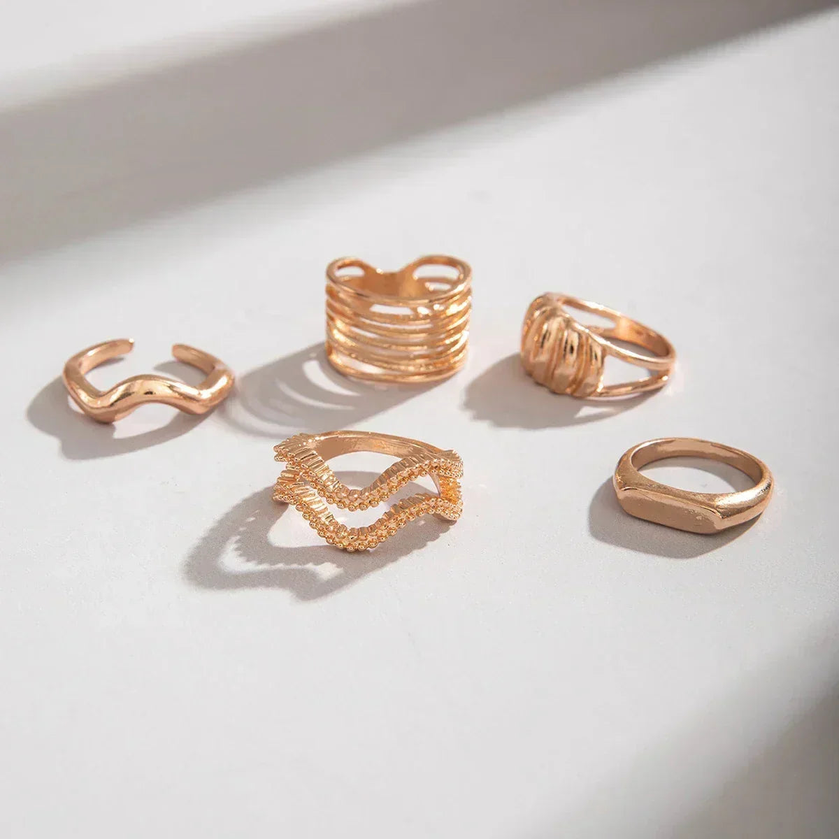 Geometric Design Ring Set