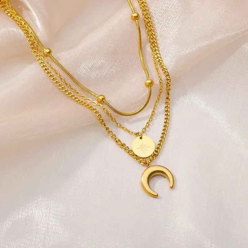 Stainless Steel Multilayer Heart Necklace