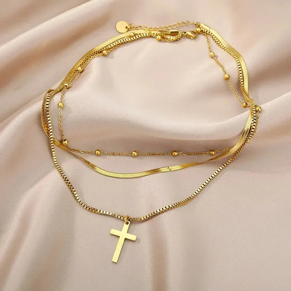Stainless Steel Multilayer Heart Necklace