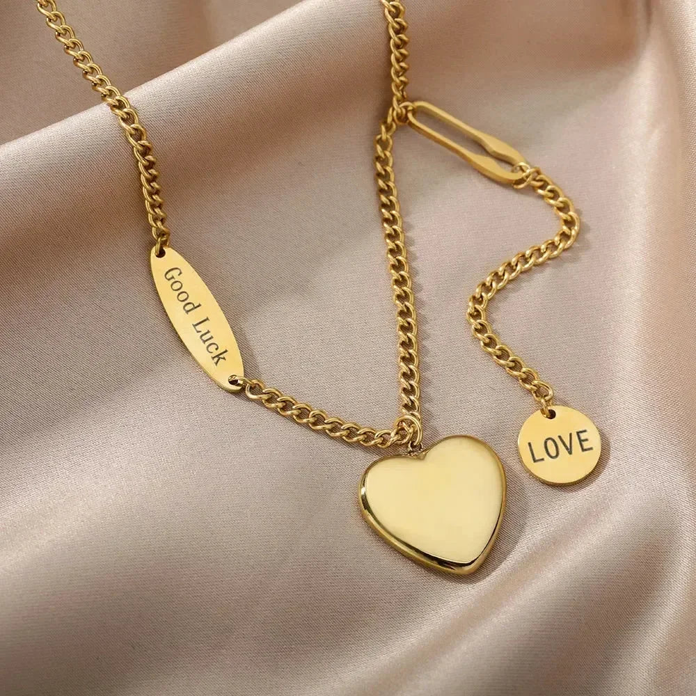 Stainless Steel Multilayer Heart Necklace