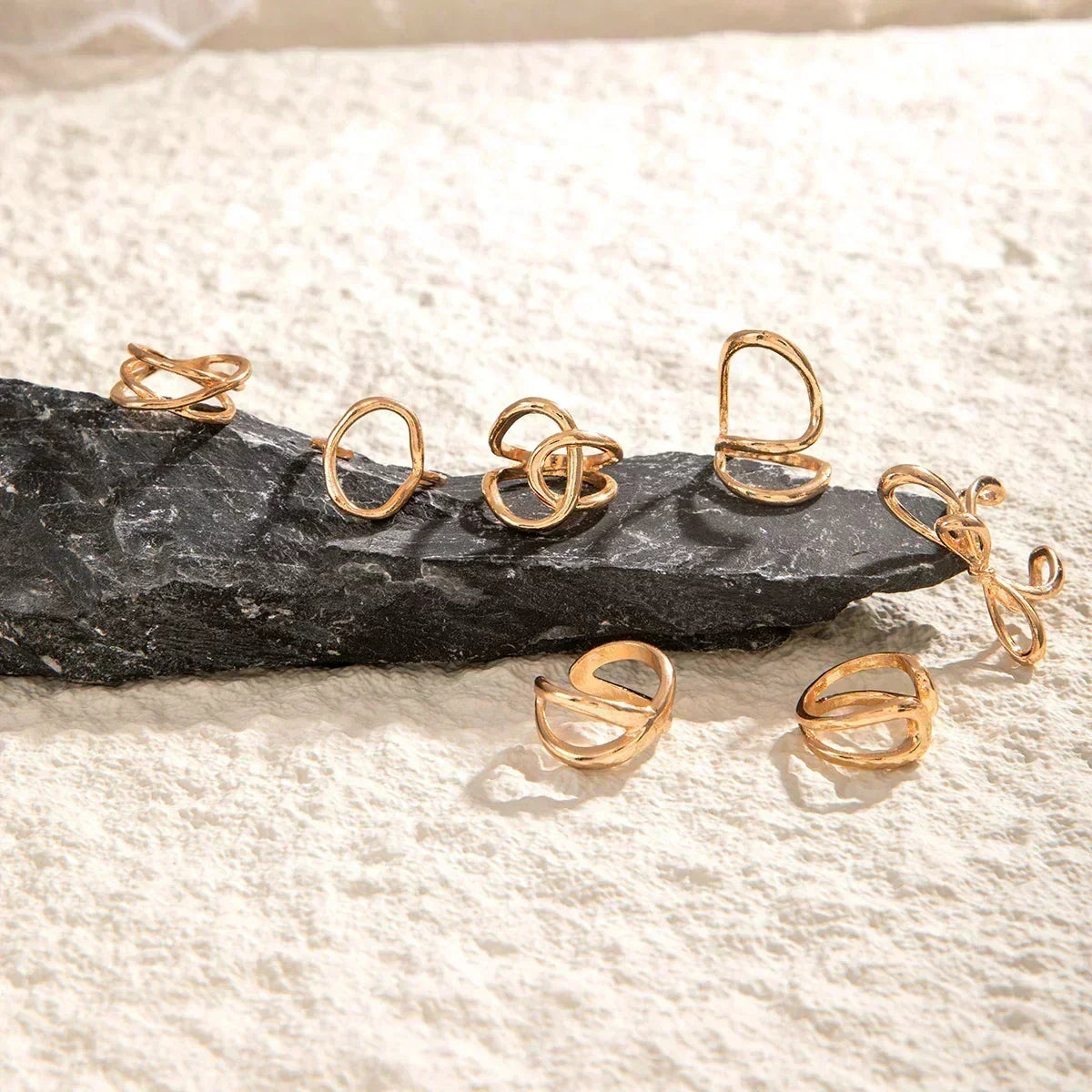 Geometric Design Ring Set
