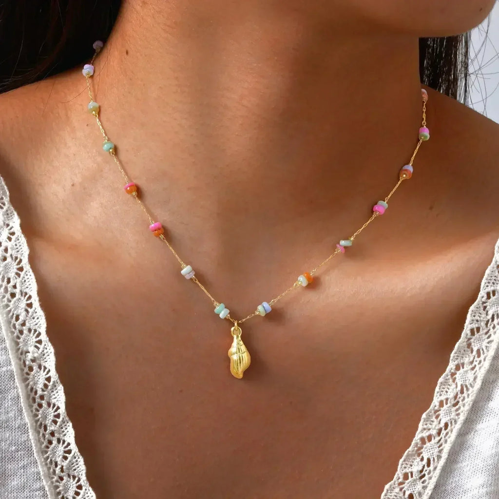 Pearl Shell Conch Starfish Summer Beach Necklace
