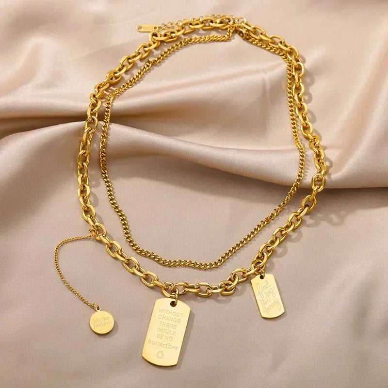 Stainless Steel Multilayer Heart Necklace