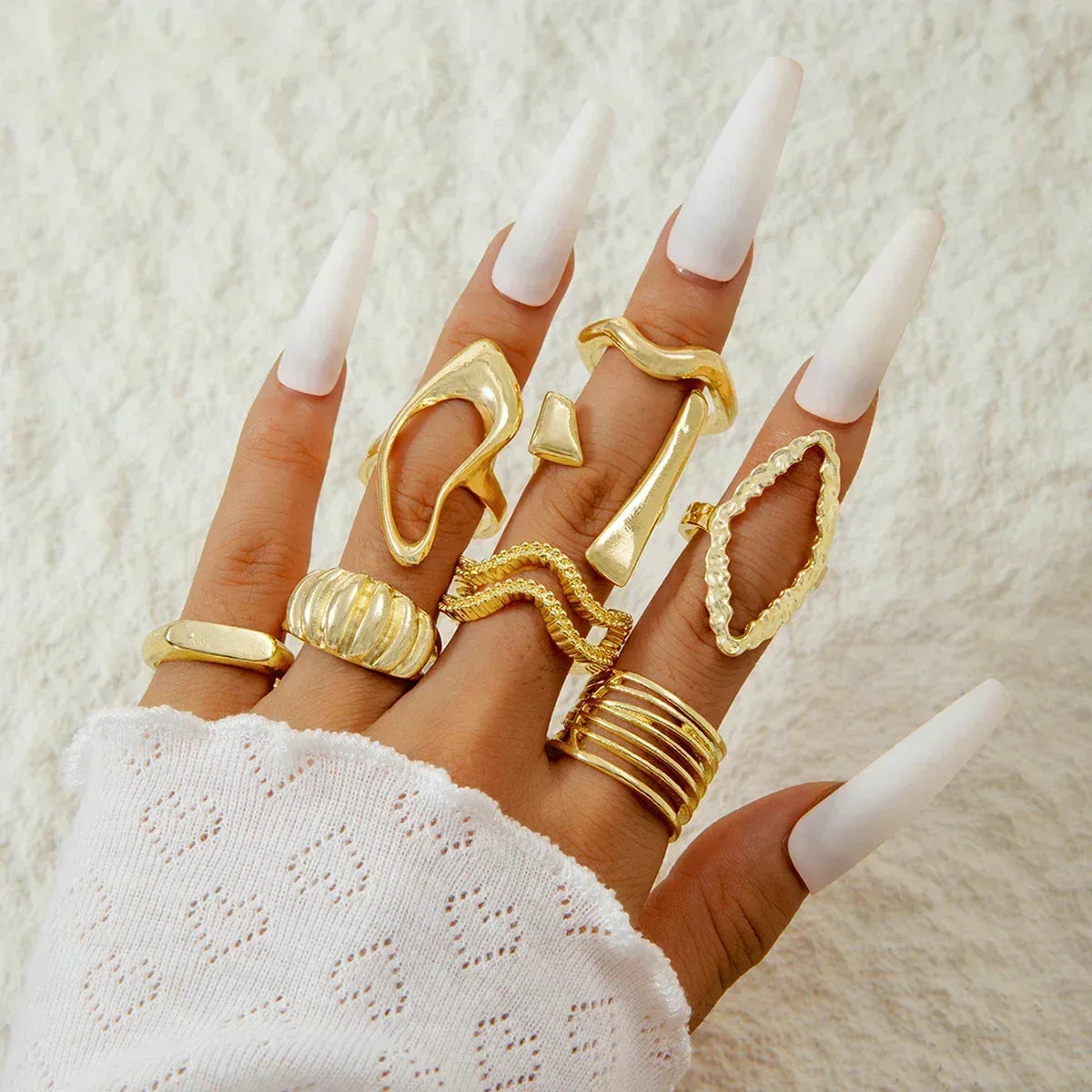Geometric Design Ring Set
