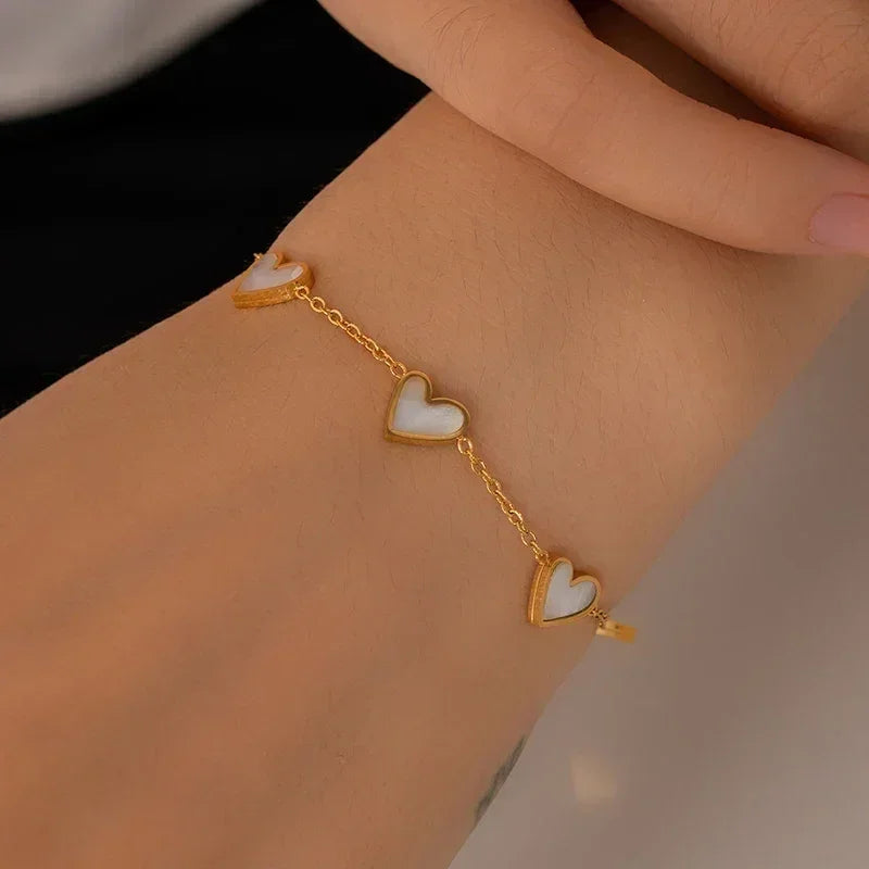 Heart Shell Necklace Bracelet Earrings