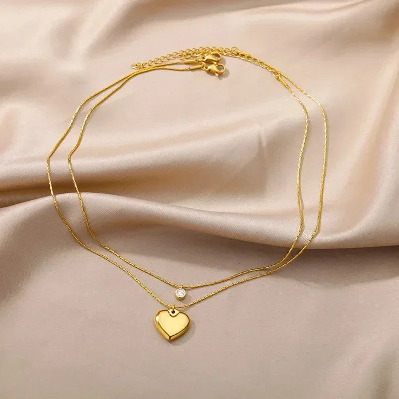Stainless Steel Multilayer Heart Necklace