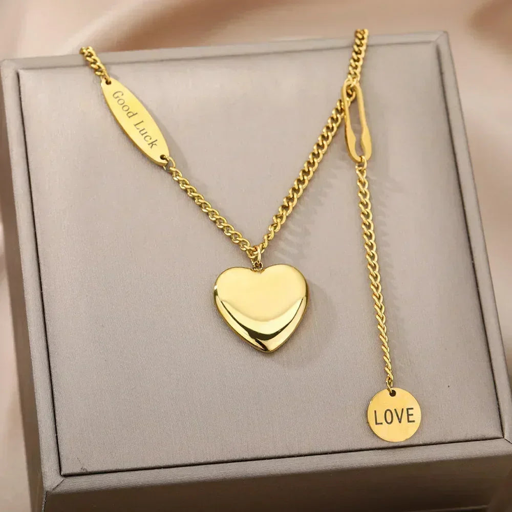 Stainless Steel Multilayer Heart Necklace