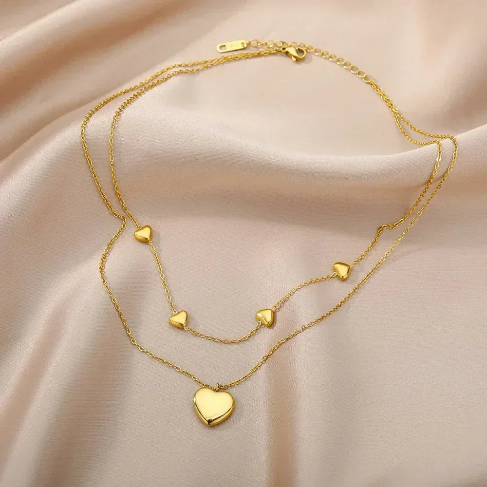 Stainless Steel Multilayer Heart Necklace
