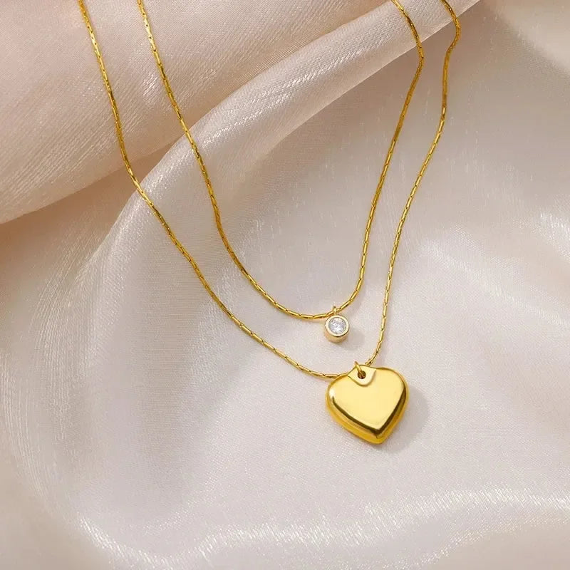 Stainless Steel Multilayer Heart Necklace