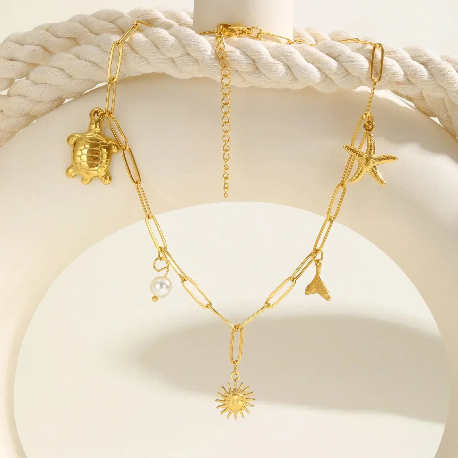 Pearl Shell Conch Starfish Summer Beach Necklace