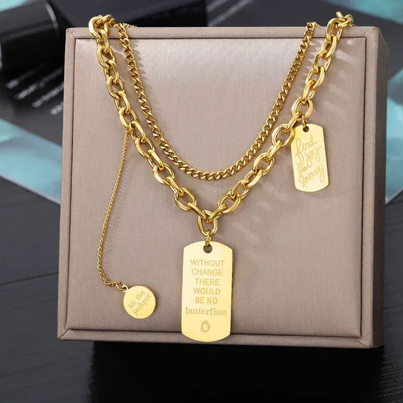 Stainless Steel Multilayer Heart Necklace