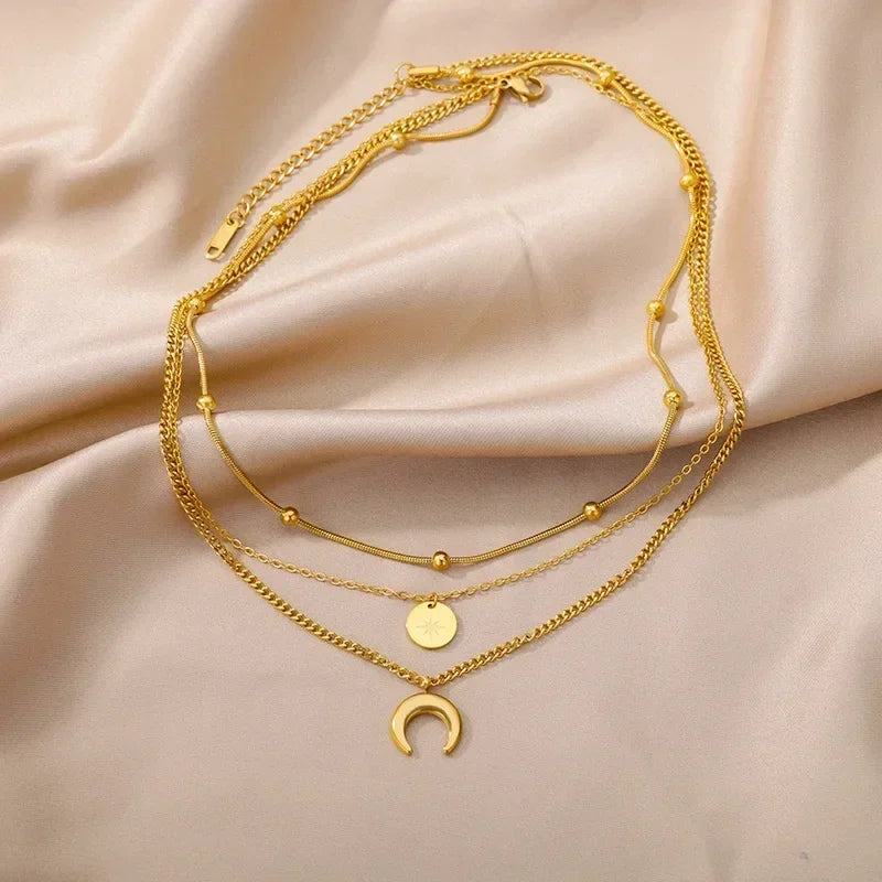 Stainless Steel Multilayer Heart Necklace