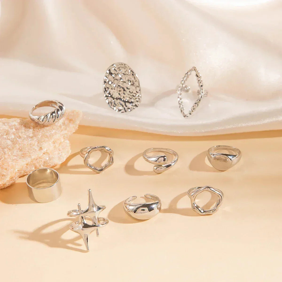Geometric Design Ring Set