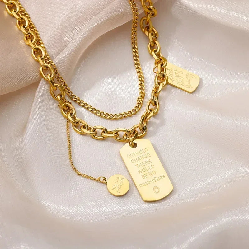 Stainless Steel Multilayer Heart Necklace