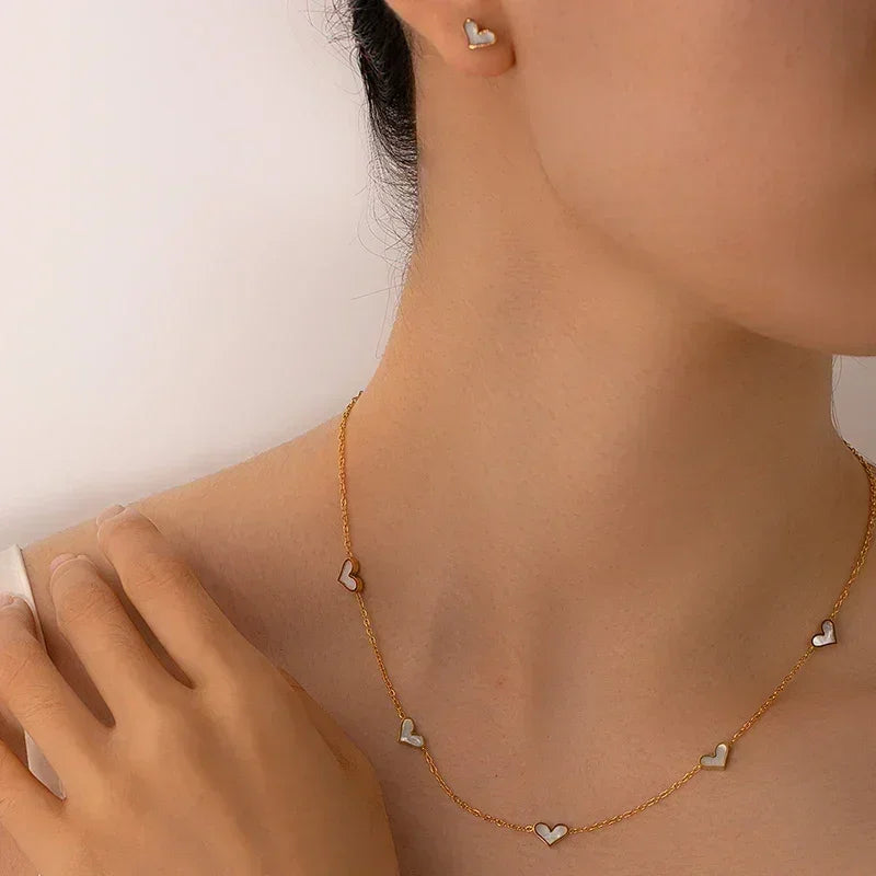 Heart Shell Necklace Bracelet Earrings