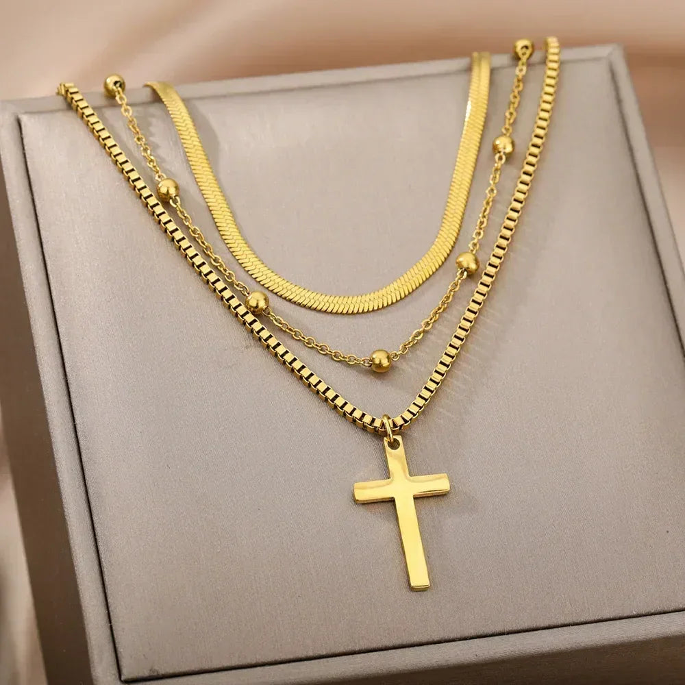 Stainless Steel Multilayer Heart Necklace