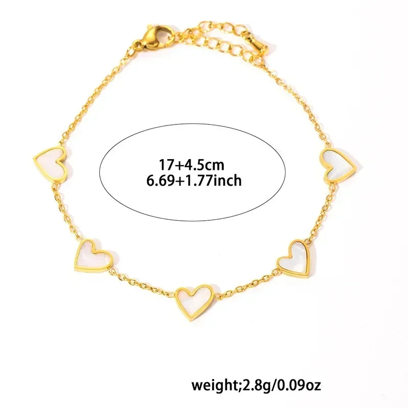 Heart Shell Necklace Bracelet Earrings
