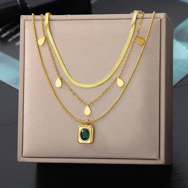 Stainless Steel Multilayer Heart Necklace