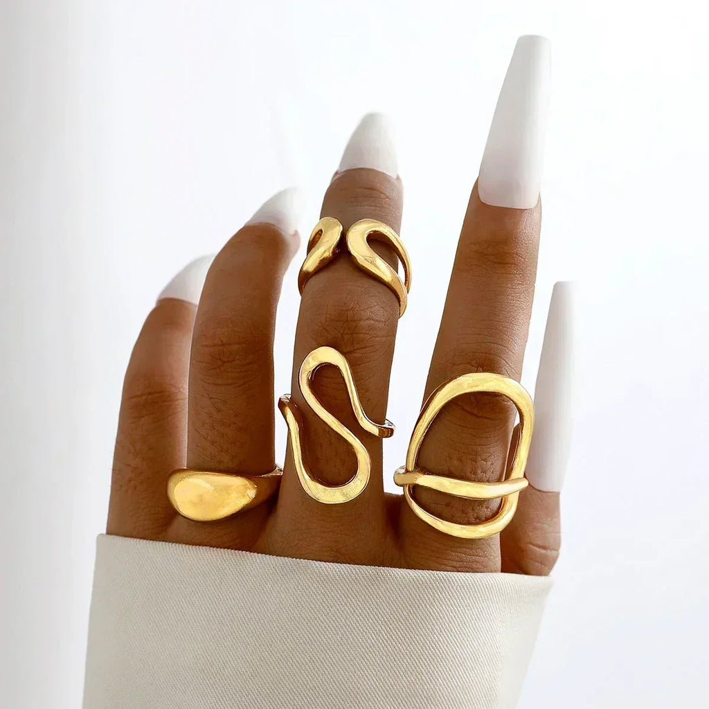 Geometric Design Ring Set