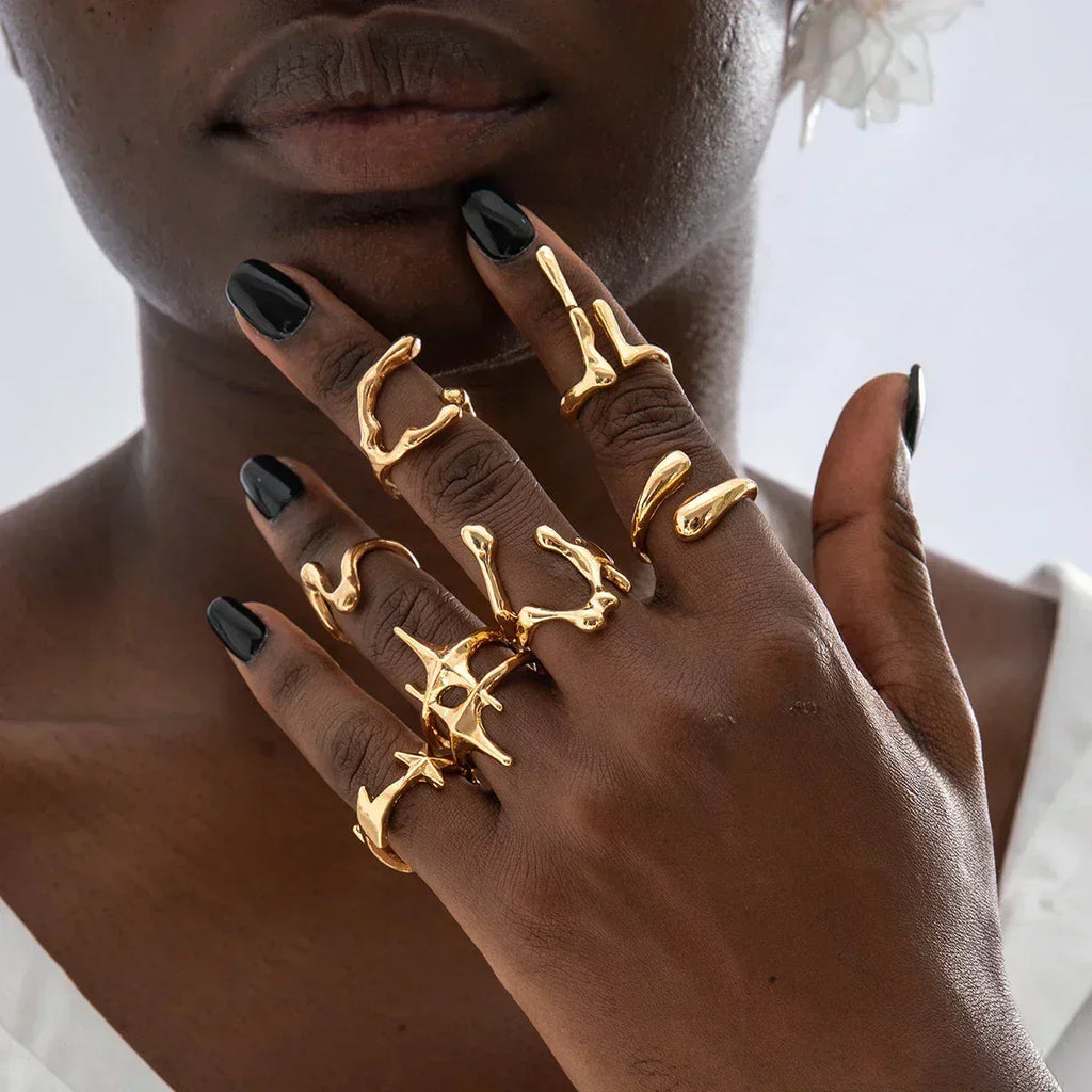 Geometric Design Ring Set