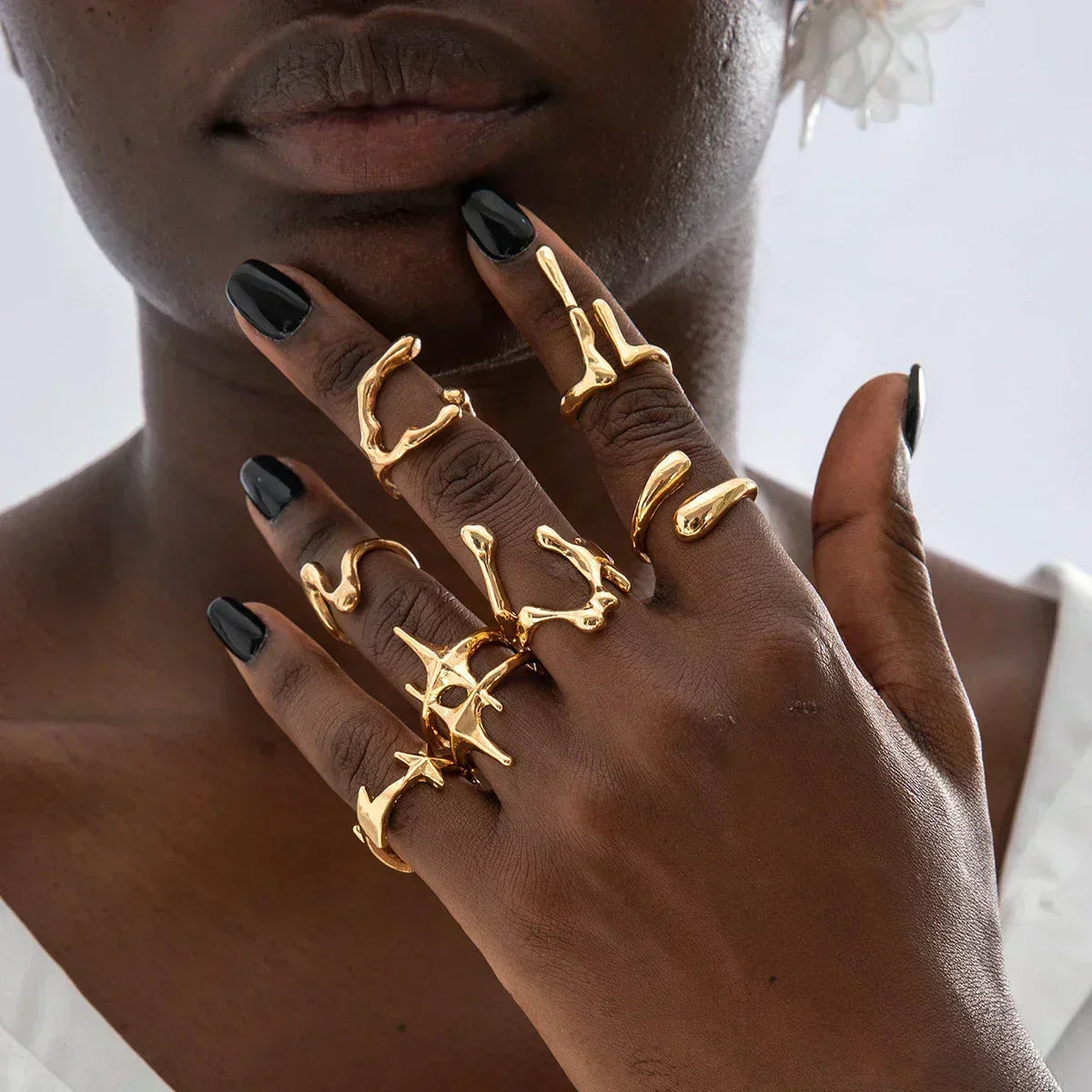 Geometric Design Ring Set