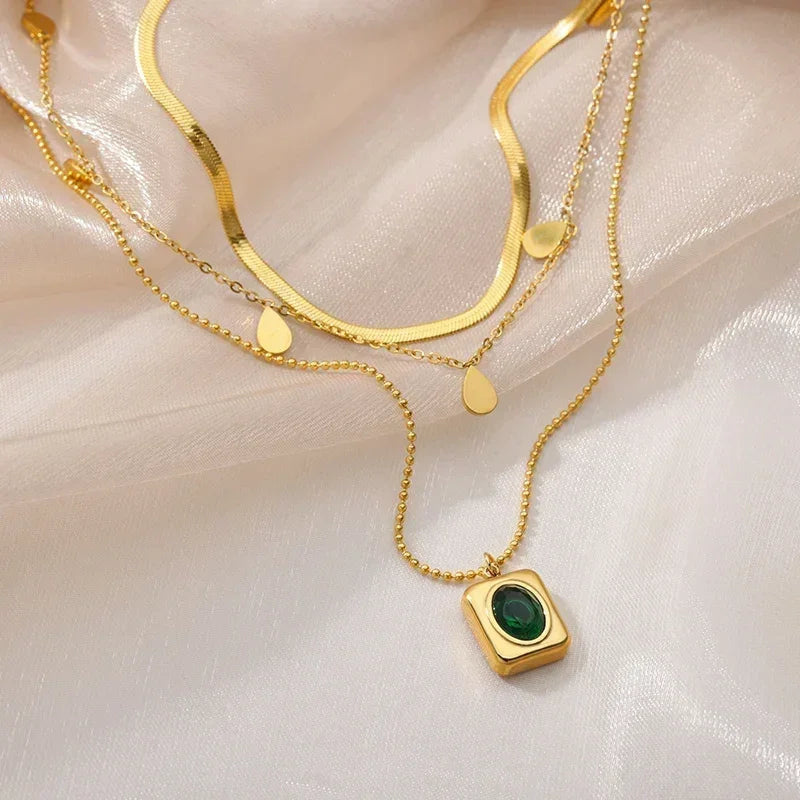 Stainless Steel Multilayer Heart Necklace