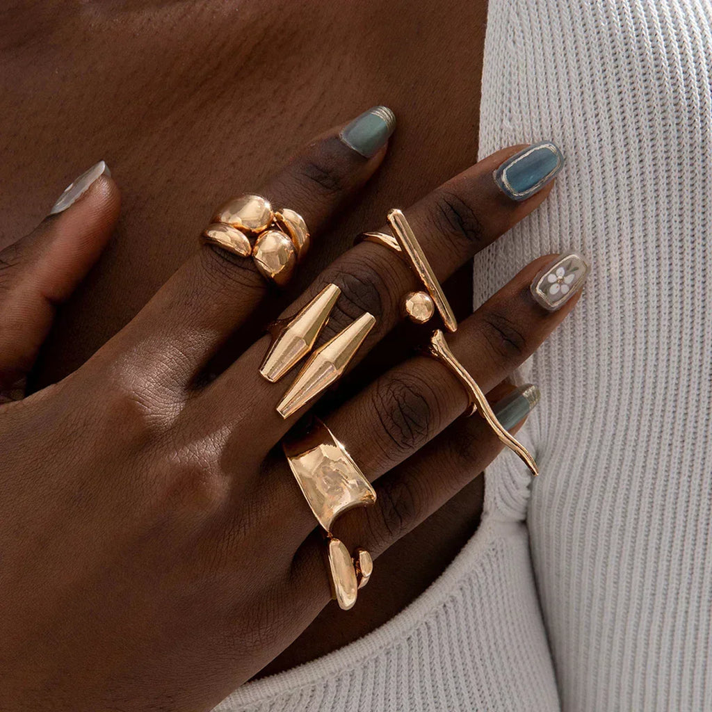 Geometric Design Ring Set