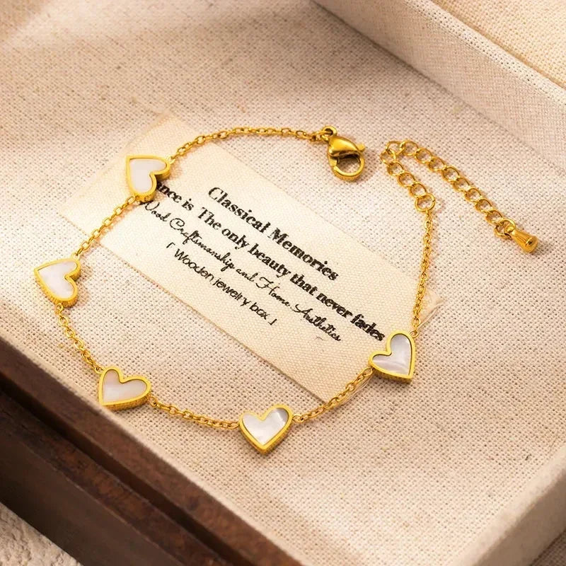 Heart Shell Necklace Bracelet Earrings