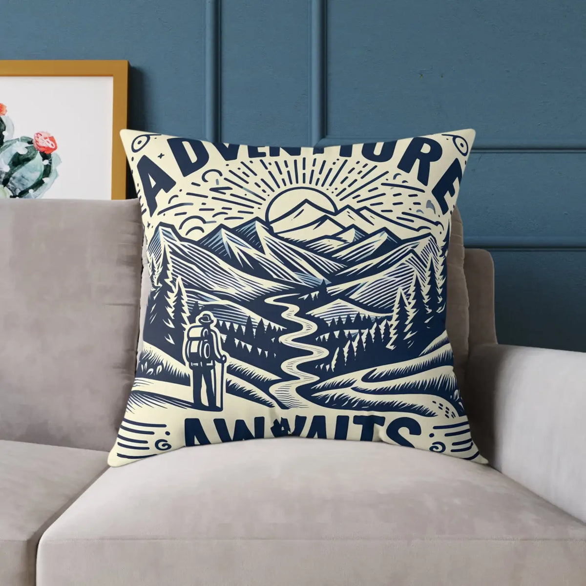 Adventure Awaits" Bohemian Throw Pillow.