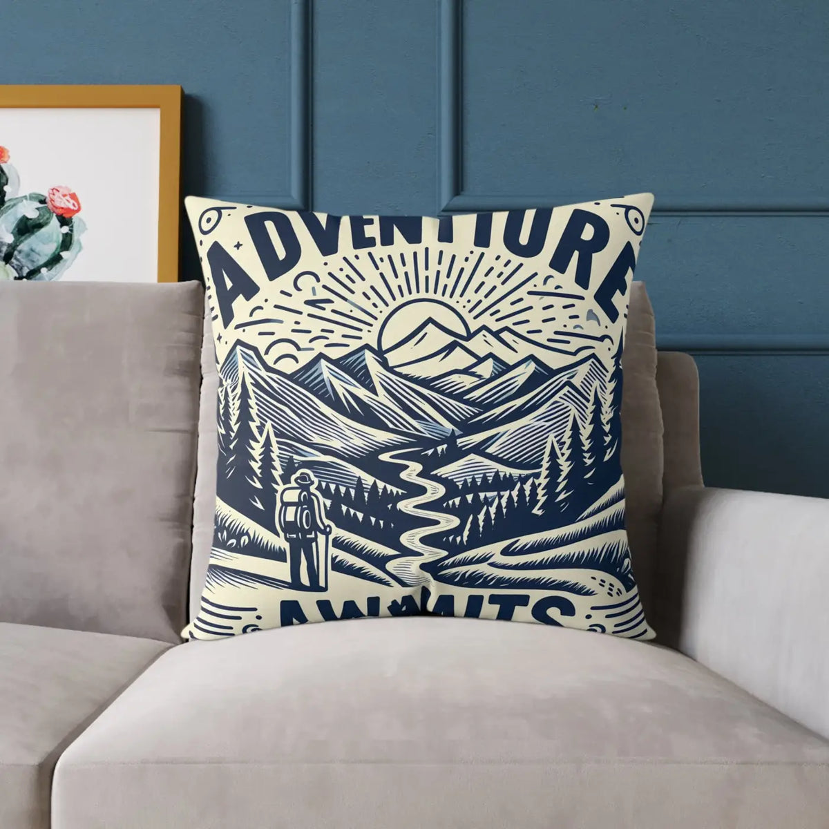 Adventure Awaits" Bohemian Throw Pillow.