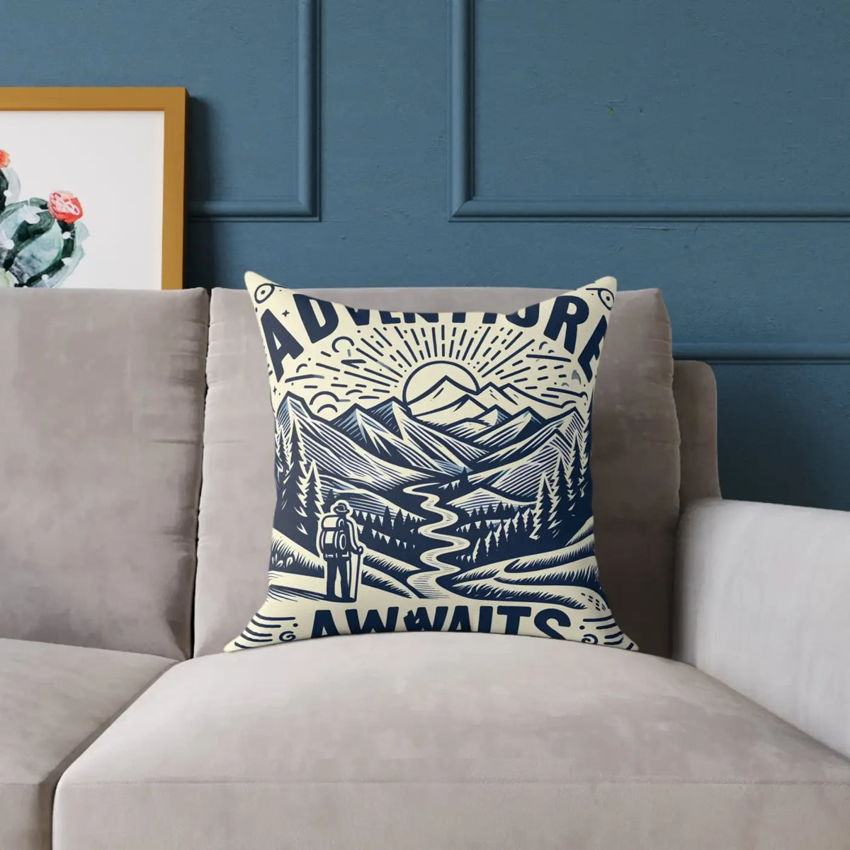 Adventure Awaits" Bohemian Throw Pillow.