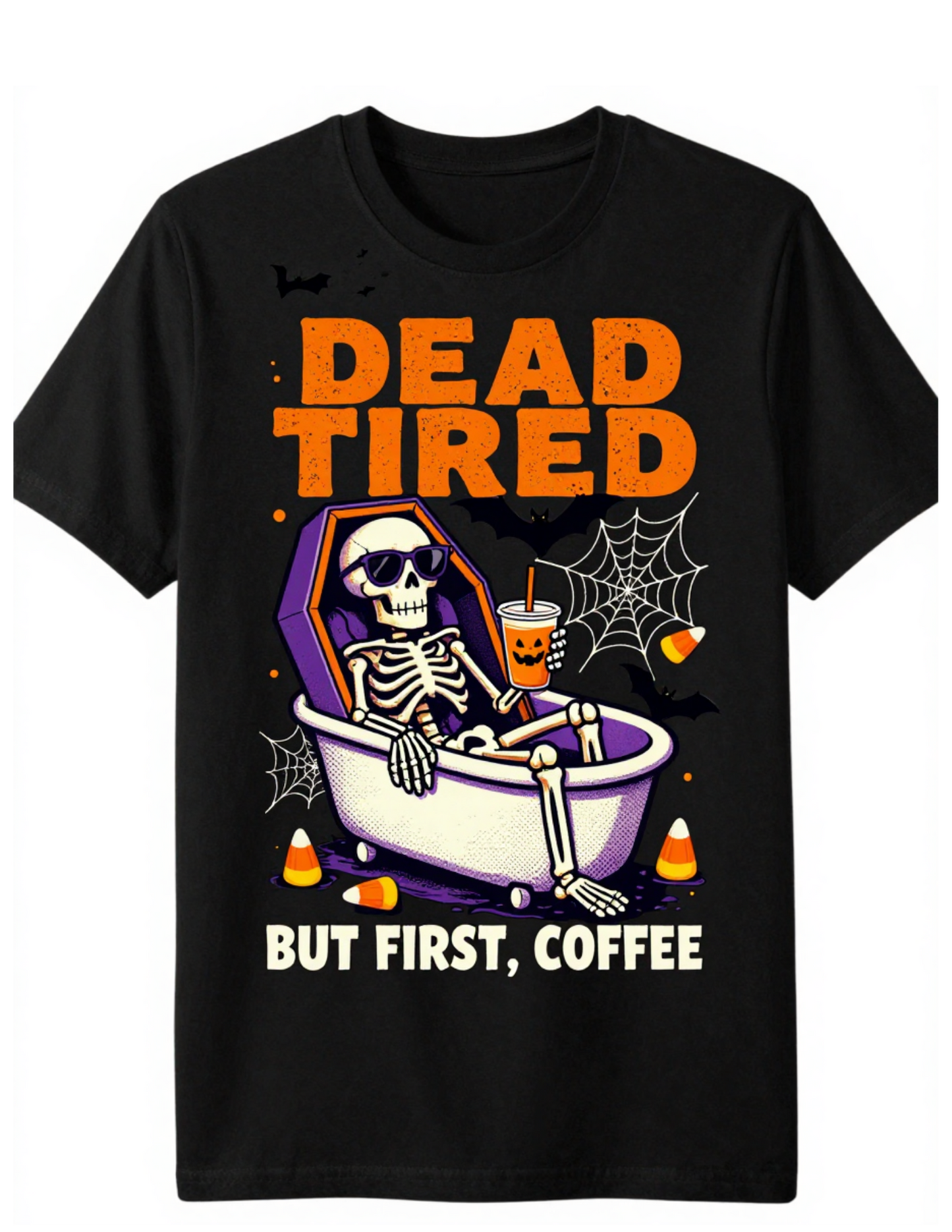 Dead Tired But First, Coffee – Halloween Tee