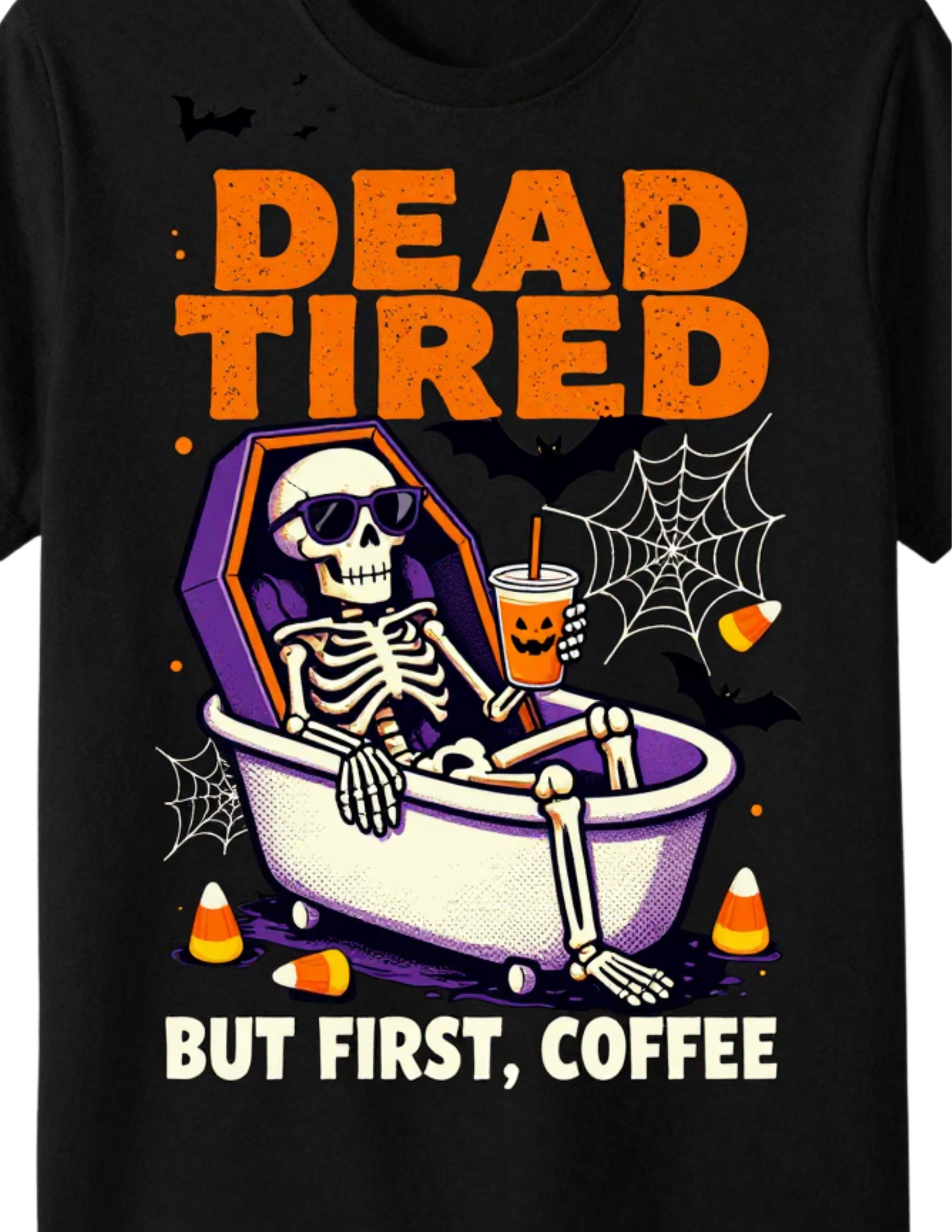 Dead Tired But First, Coffee – Halloween Tee