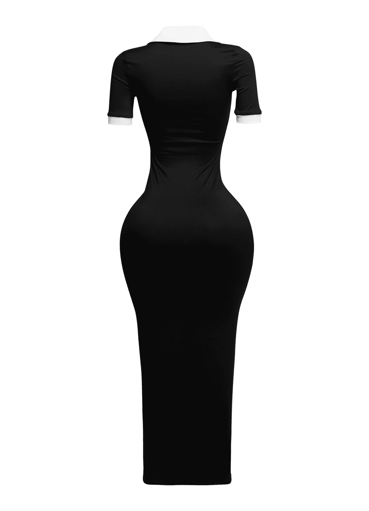 Collar Neck Short Sleeve Maxi Dress